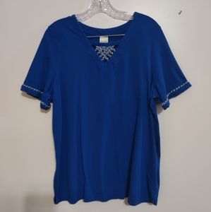 Blair XL Womens Top Relaxed Style Tees Blue T-shirt
